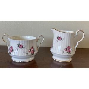 Fine Bone China Princess House Hammersley Windsor Rose Creamer Open Sugar Bowl